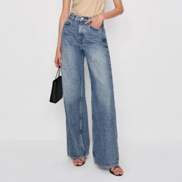 Reformation Denim - Reformation Cary High Rise Slouchy Wide Leg Jeans Women's Size 27 Medium Wash